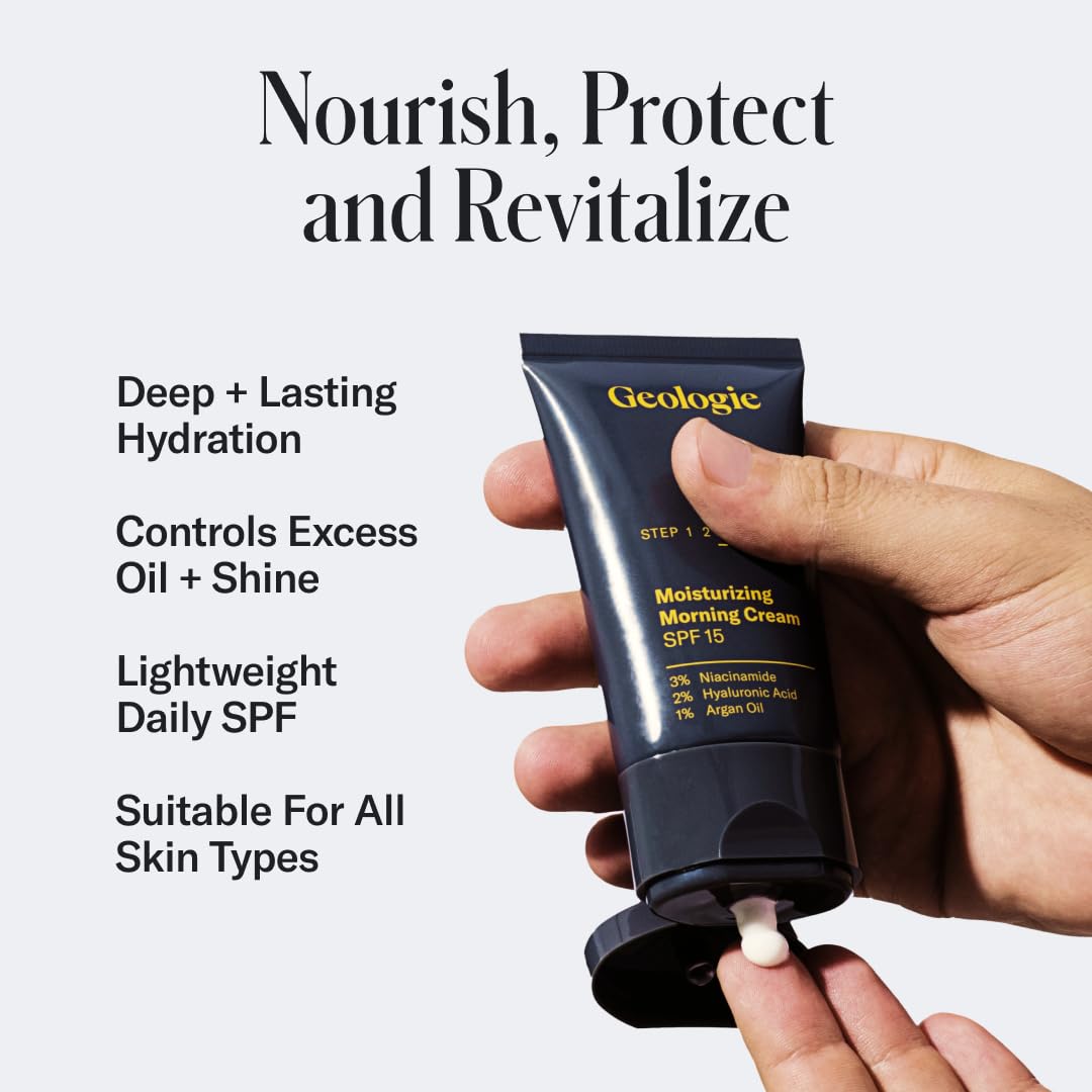 Geologie Moisturizing Face Cream with SPF 15 | Daily Hydrating Cream with Hyaluronic Acid &