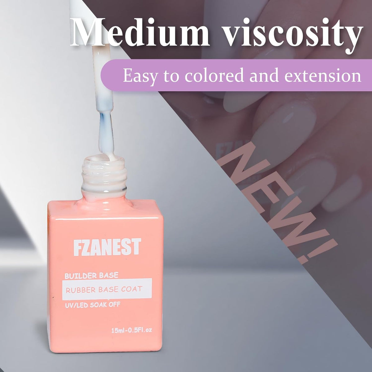 FZANEST Rubber Base Gel For Nails Builder Nail Sheer Jelly Cream White Color Elastic Rubber Base