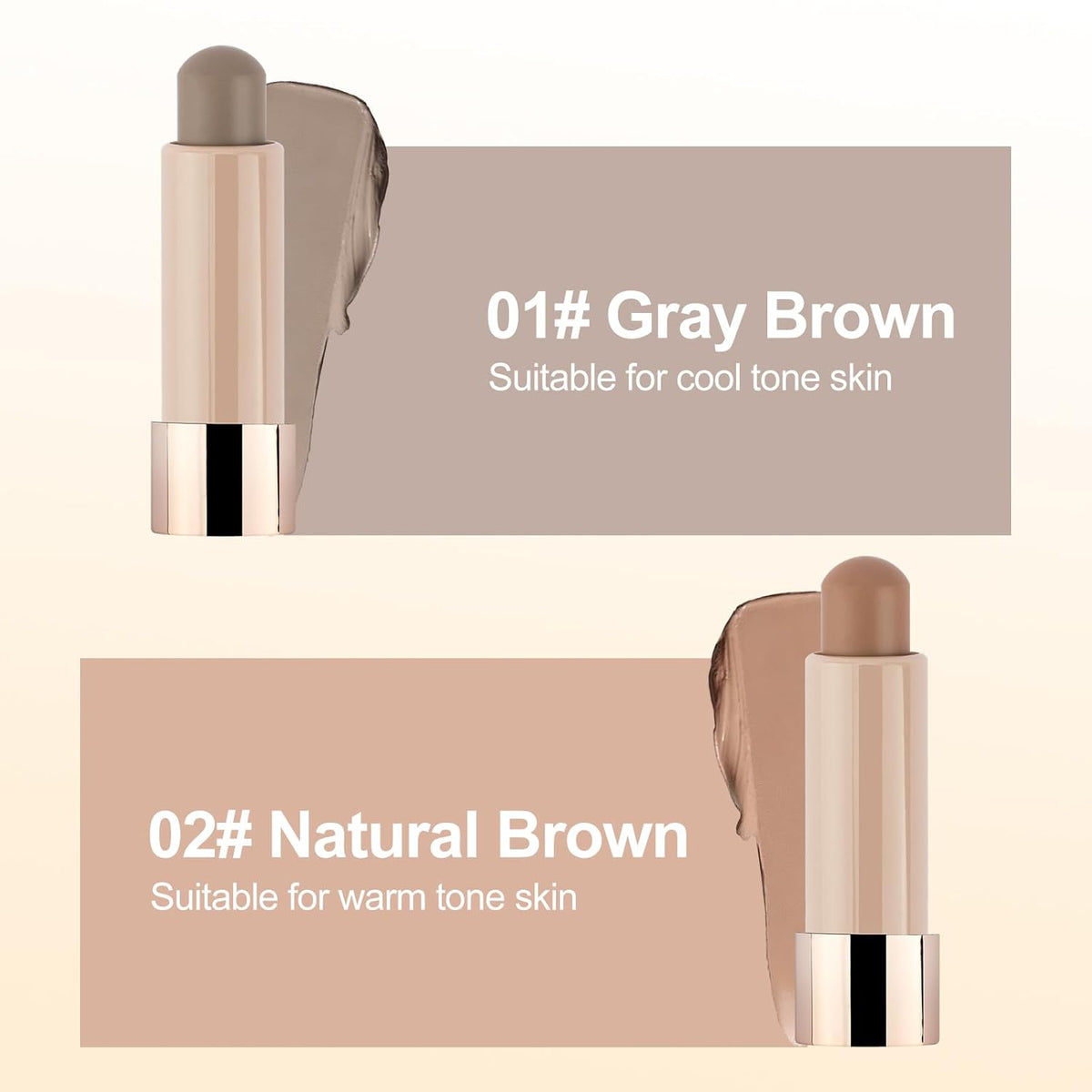 Erinde 2PCS Cool Toned Contour Stick, Natural Cream Contour Bronzer Stick, Blendable & Smooth Matte