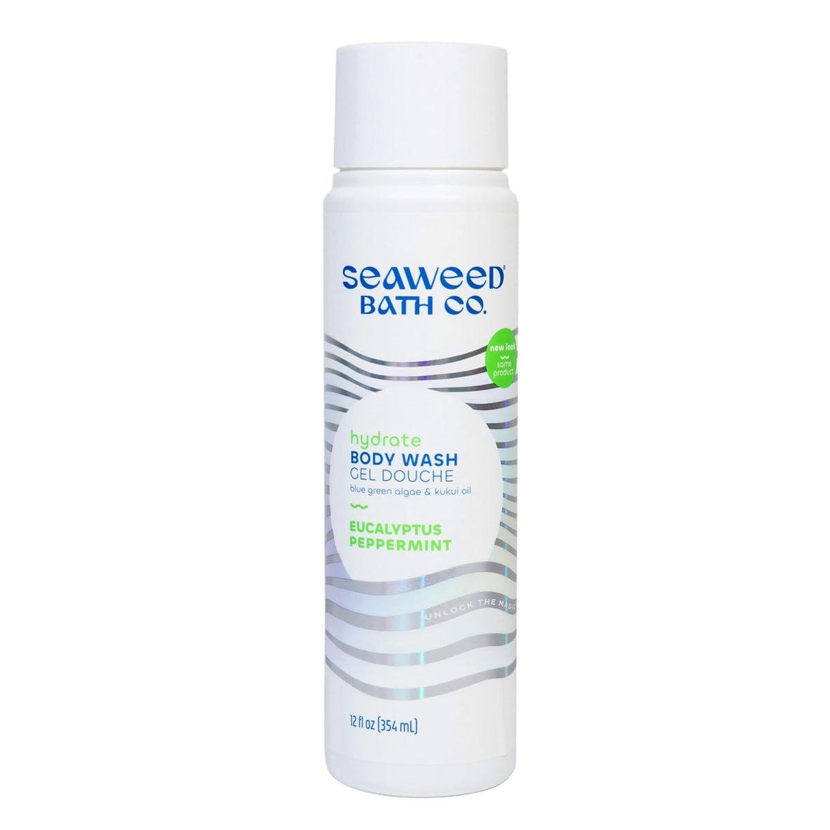 Seaweed Bath Co. Hydrate Body Wash, Eucalyptus Peppermint Scent, 12 Ounce, Shower Gel for Men &