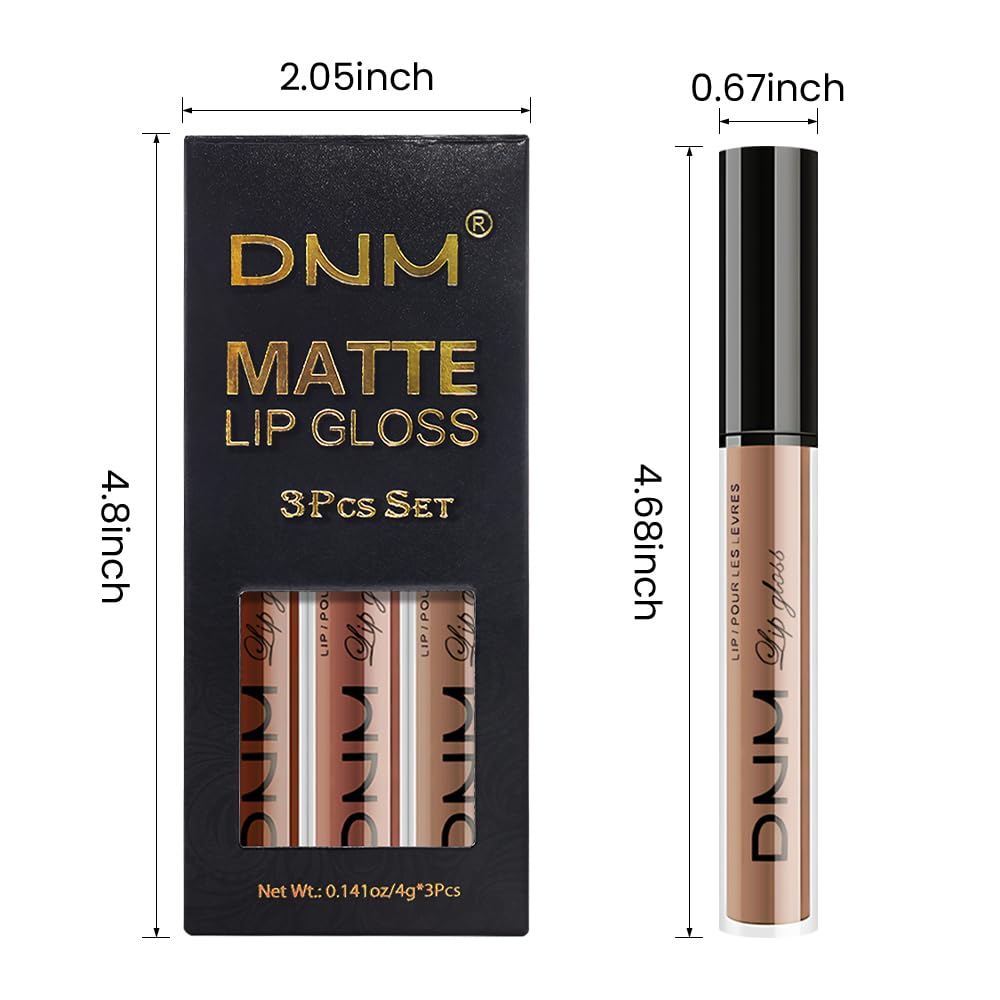 evpct 3Pcs Chocolate Red Brown Nude Matte Liquid Lipstick Lip Stain Sets for Women, Matte Lipstick