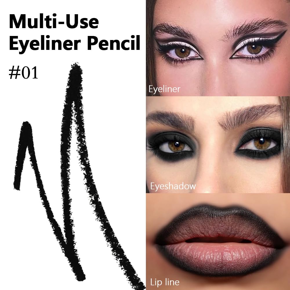 Kaely Gel Eyeliner Pencil for Women, Natural Black Eye Liner Waterproof Smudge Proof with