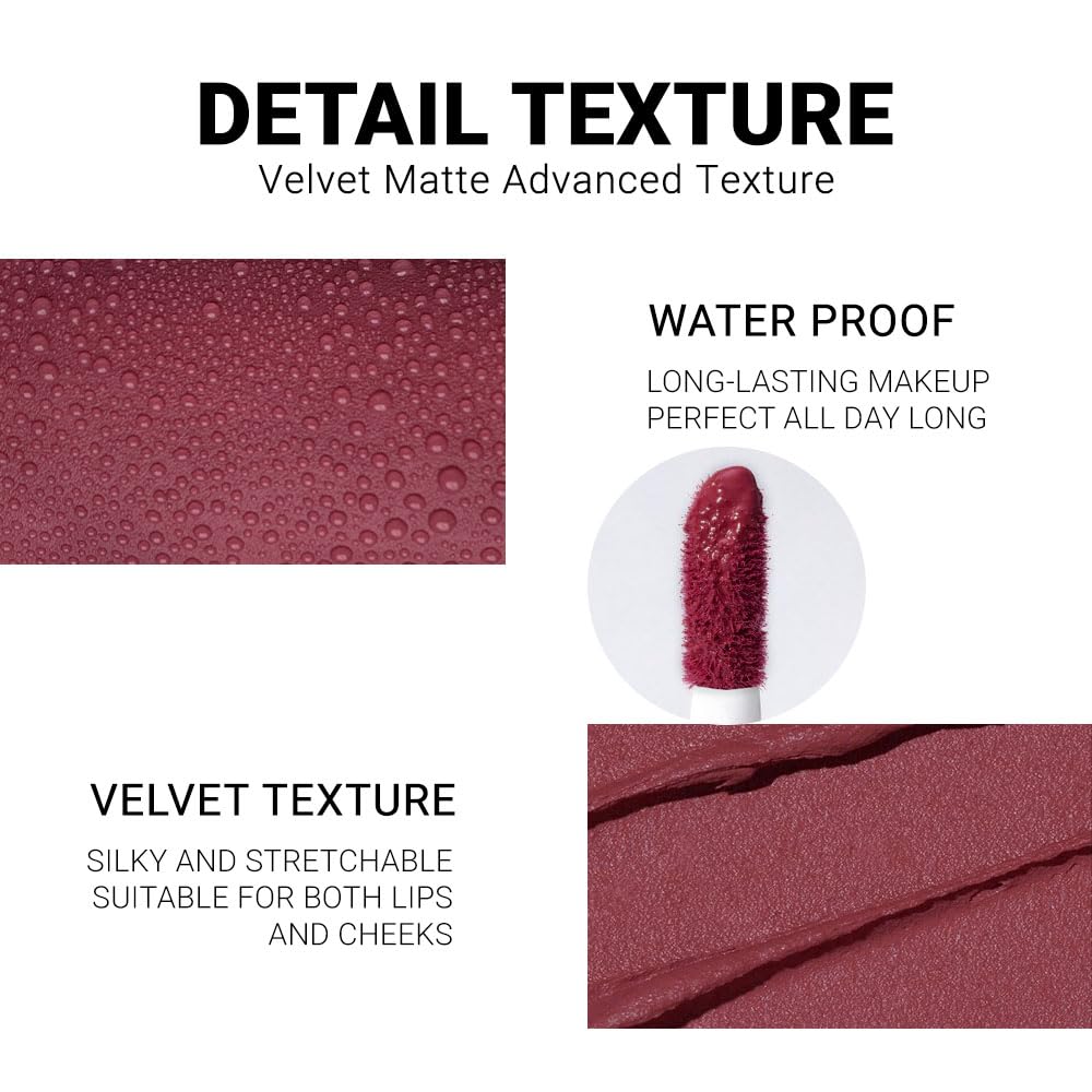 evpct 6Pcs Maroon Red Silky Velvet Matte Liquid Lipstick Lip Gloss Set for Women Long Lasting 24