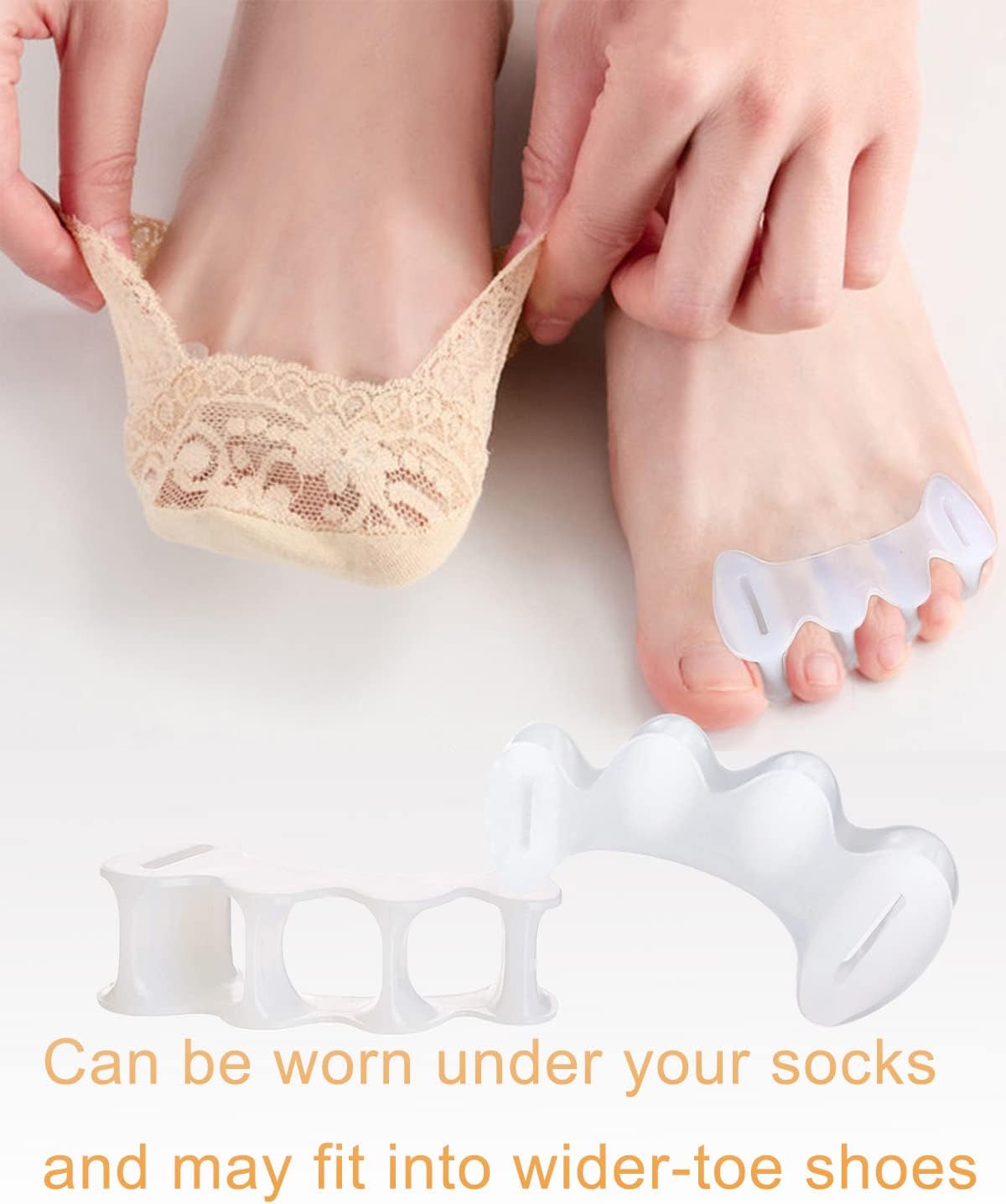 2Pairs Toe Separators Toe Spacers for Women Men to Correct Bunion, Relieve Feet Pain, Foot