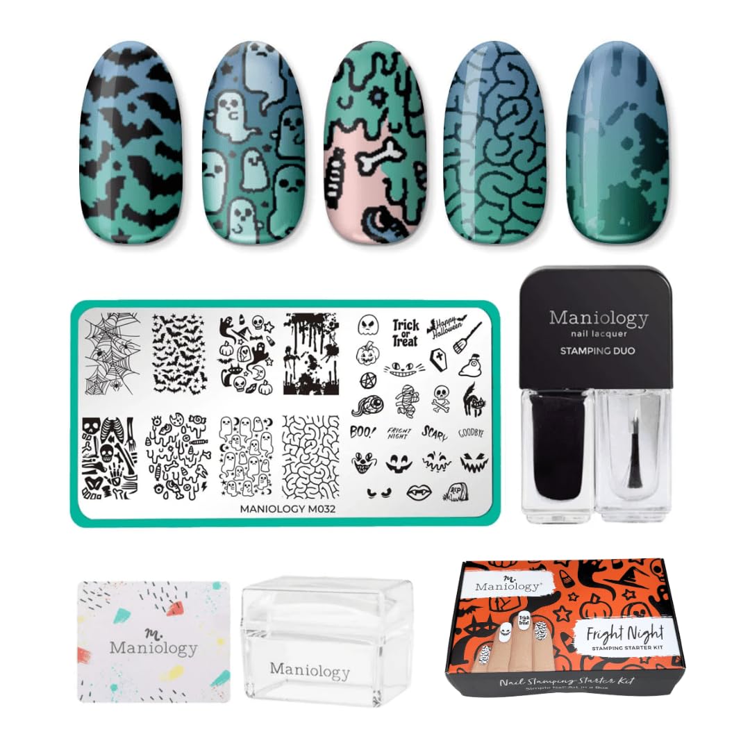Maniology Halloween Limited Edition Nail Stamping Starter Kit (Plate, Polish, Top Coat, Stamper and