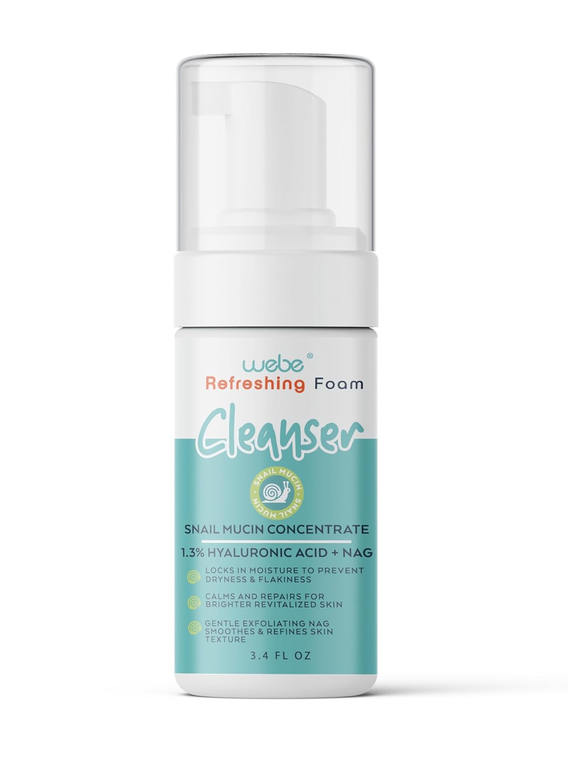 WEBE Refreshing Gentle Foam Cleanser | Snail Mucin, Hyaluronic Acid, N-Acetyl Glucosamine |