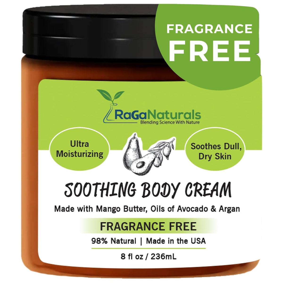 RaGaNaturals Mango Butter Moisturizing Hand & Body Cream for Dry to Very Dry, Sensitive Skin