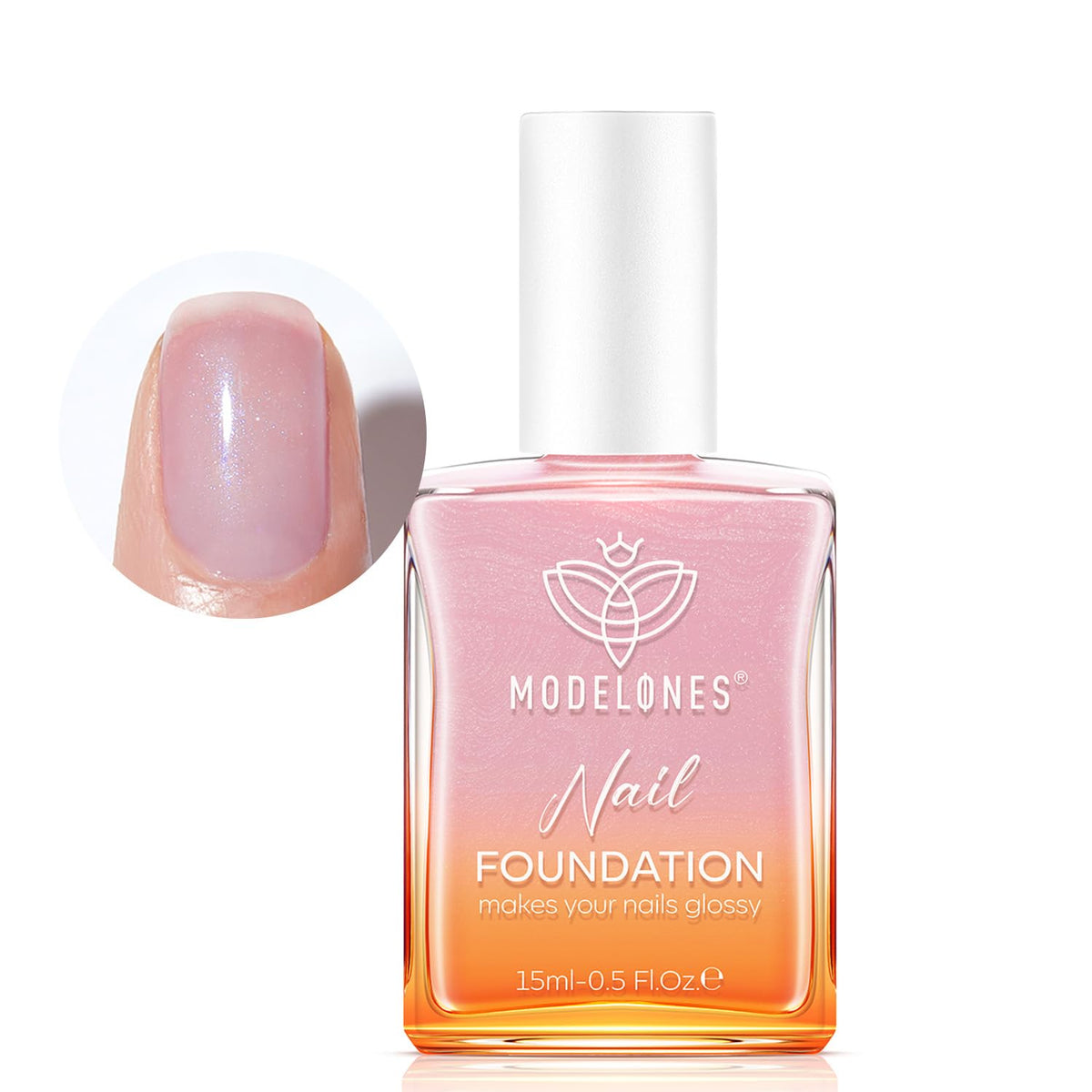 modelones Nail Strengthener, Sparkle Pink Nail Natural Concealer Foundation Polish Air Dry Nail