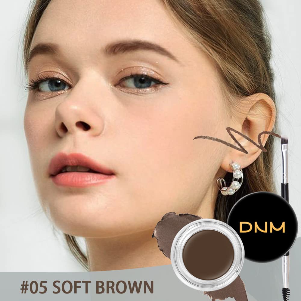 evpct Soft Brown Eyebrow Powder Pomade Gel Shaper Makeup Kit with Dual-ended Brush, Eyebrow Stencil
