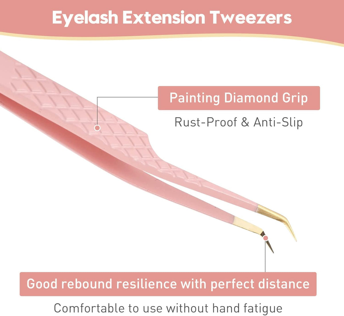 Ms.Queen Tweezers for Lash Extensions,Precision 45 Degree Lash Tweezers for Volume Classic Lashes