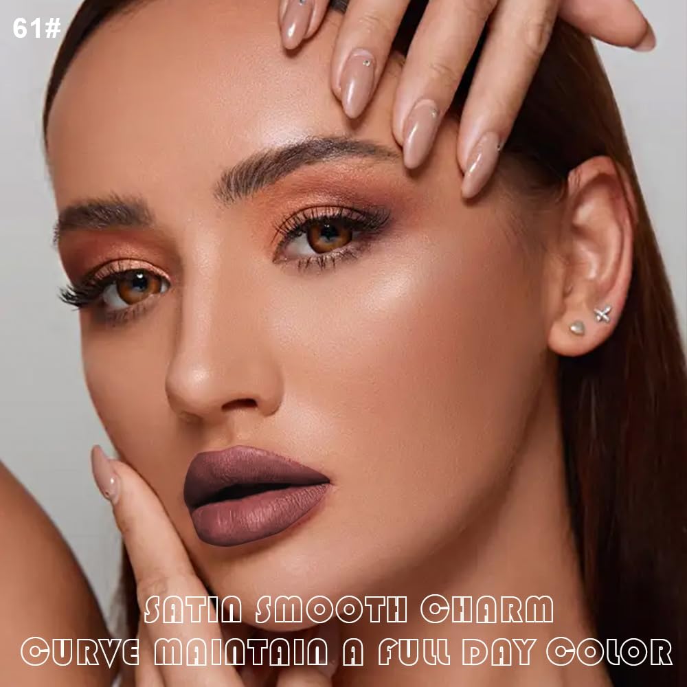 evpct 2Pcs Nuetral Nude Matte Lip Liner and Lipstick Combo Set for Women, Nude Lip Combo Set Liquid