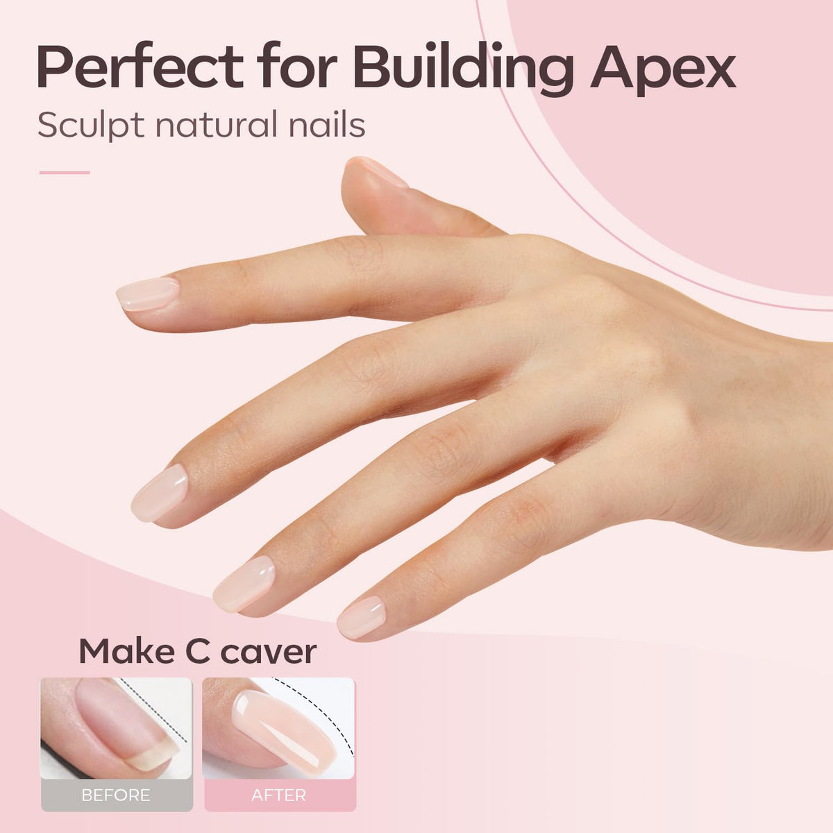 modelones Builder Nail Gel, 8-in-One Cover Nude Builder, LED Lamp Cured Thickening Apex Building