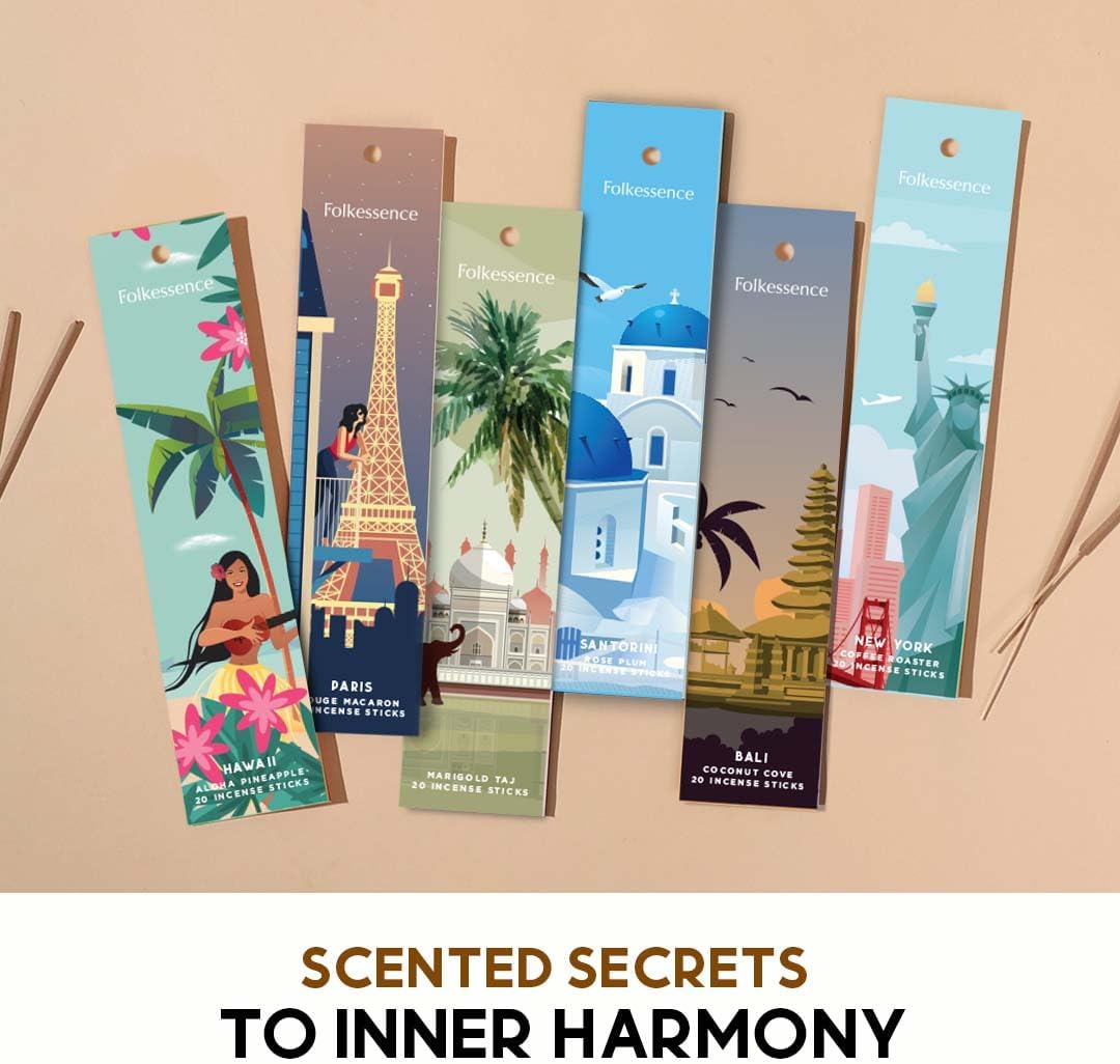 Folkulture Incense Stick with Holder for Gift | Set of 6-120 Organic Fall Insence-Sticks with 45