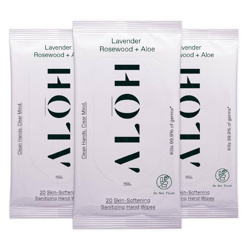 ALŌH Lavender Rosewood + Aloe Sanitizing Hand Wipes - Clean Hands, Clear Minds - On The Go