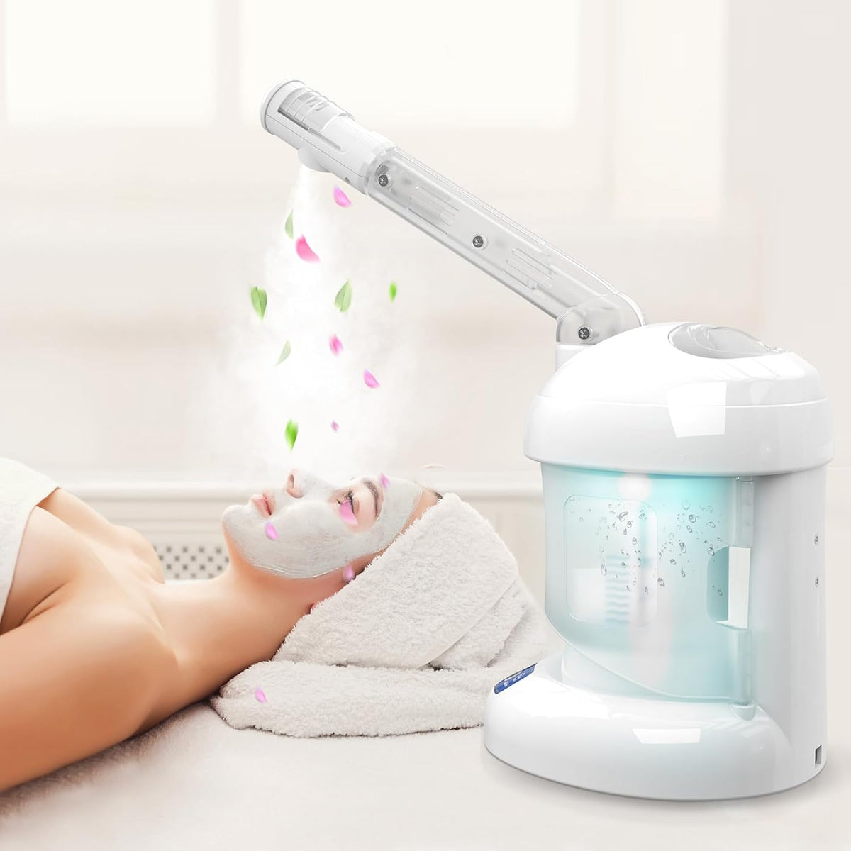 Nisperos Nano Ionic Facial Steamer - 360° Rotatable Sprayer - 40 Minutes Warm Mist - Humidifier