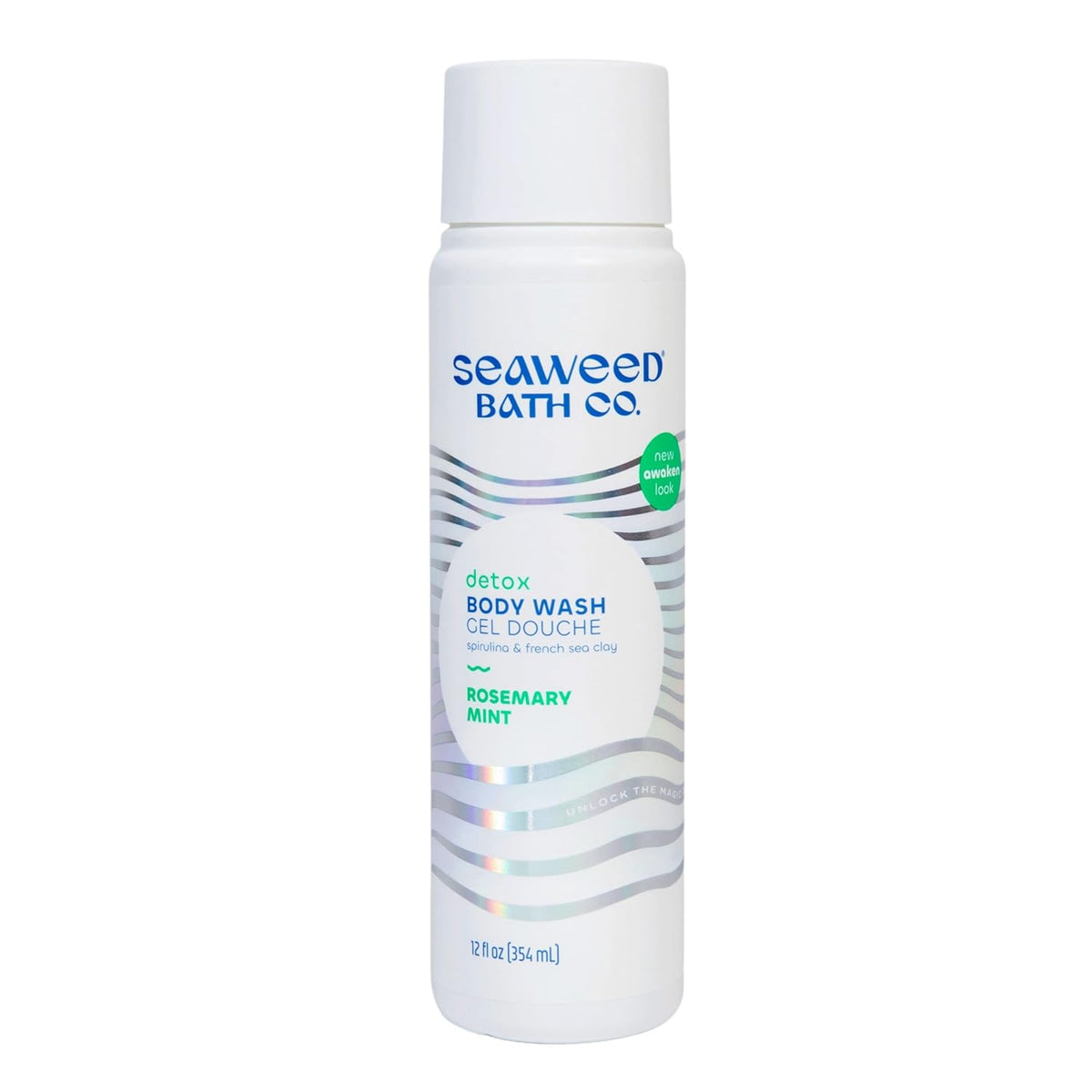 Seaweed Bath Co. Detox Body Wash, Rosemary Mint Scent, 12 Ounce, Shower Gel for Men & Women, Vegan