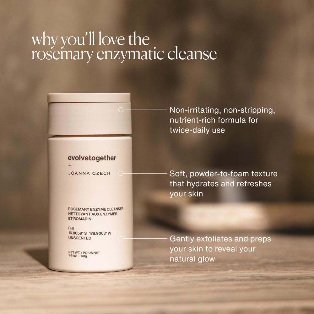 evolvetogether x Joanna Czech Rosemary Enzyme Twice-Daily Face Cleanser for Women & Men |