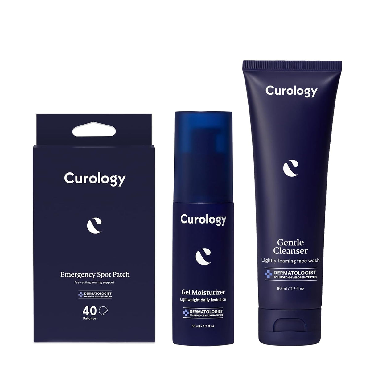 Curology Essentials Bundle, Emergency Spot Pimple Patches for Face, Gentle Facial Cleanser, and