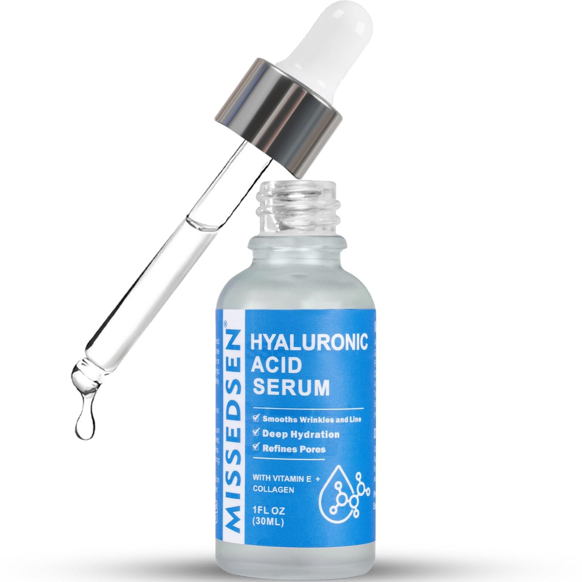 Hyaluronic Acid Serum with Collagen Vitamin E Oil for Skin Care, Hydrating, Brightening Serum for
