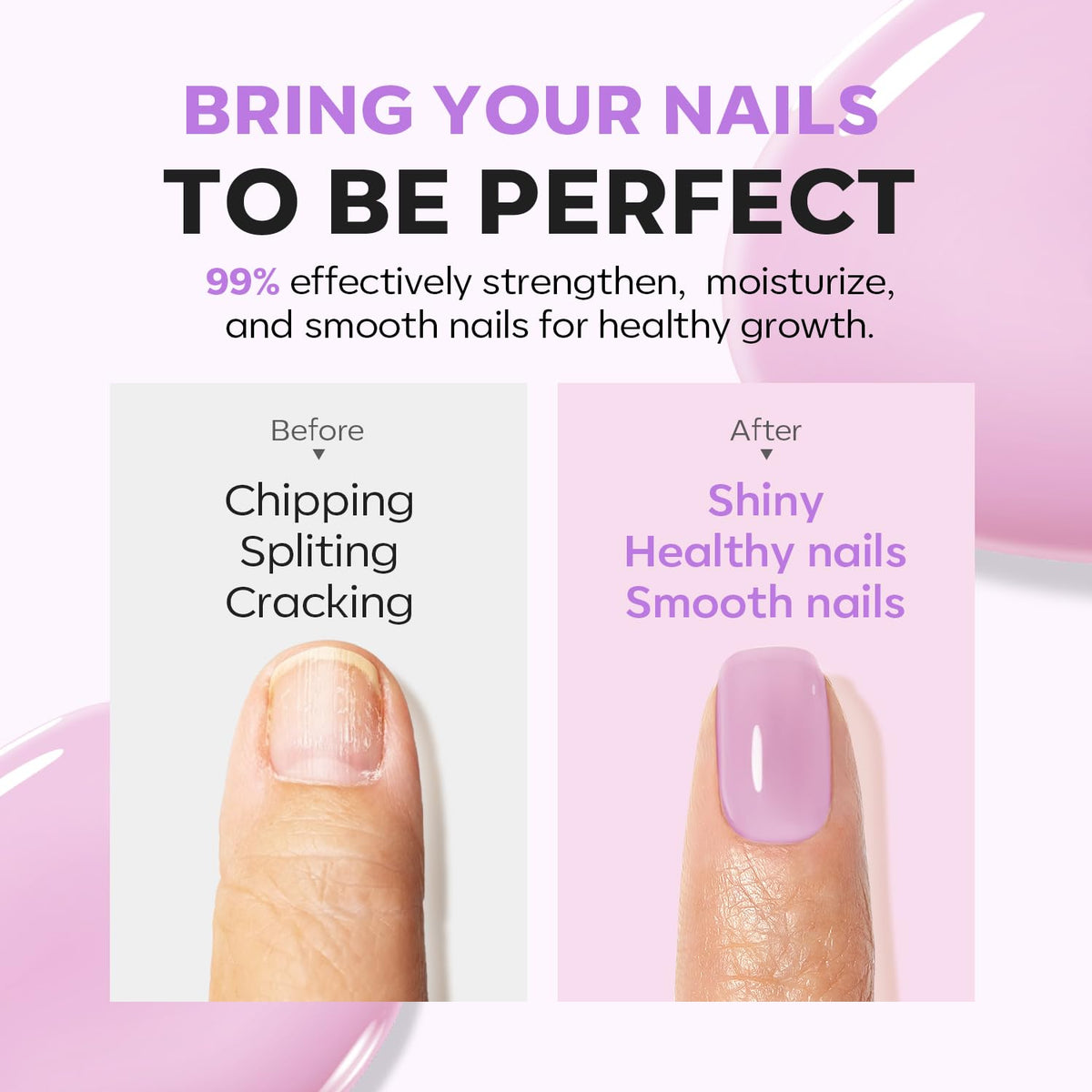 modelones Nail Strengthener Jelly Purple Nail Repair for Damaged Nails Strengthening Polish 15ml
