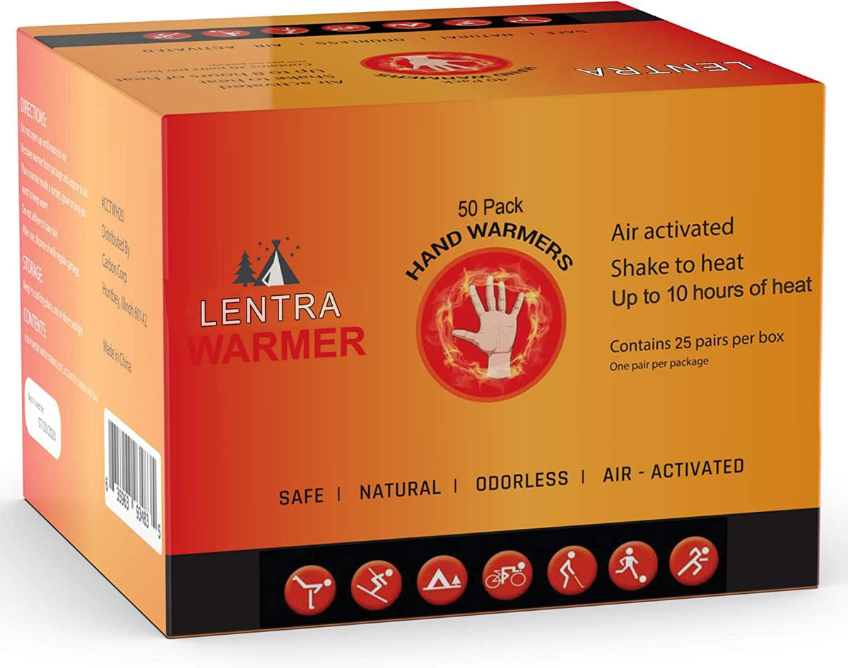 Hot Hand Warmers - 50 Count - 10 Hours Long Lasting Heat, Safe Natural Odorless Air Activated Heat