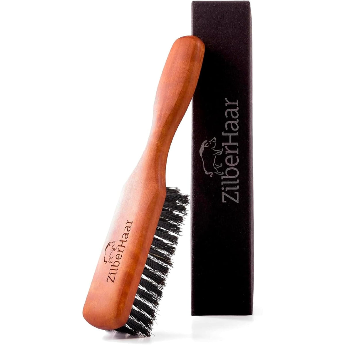 Beard Brush by ZilberHaar - Stiff Boar Bristles for Men's Grooming - Straightens and Promotes