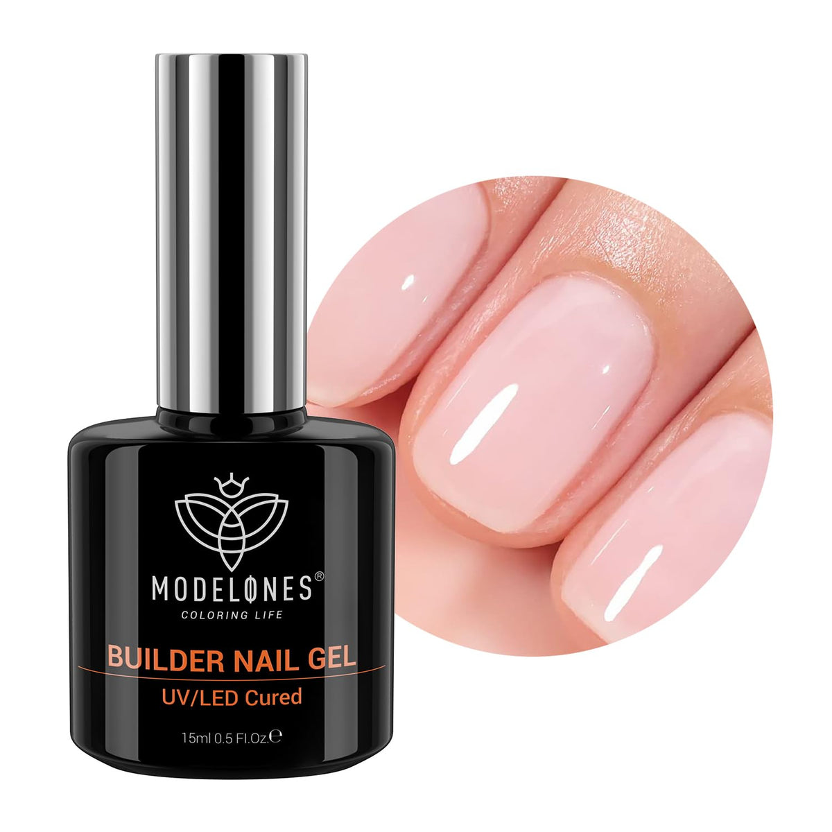 modelones Builder Nail Gel, 8-in-One Cover Nude Builder, LED Lamp Cured Thickening Apex Building