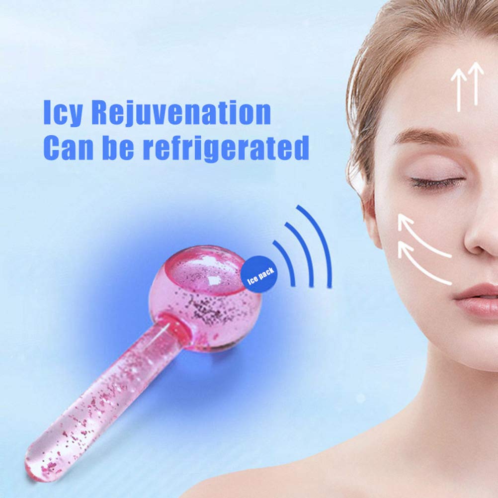 Facial Ice beauty ball- 2PC Globes Pink Facial Roller for Cold or Hot Skin Massagers Globe Durable
