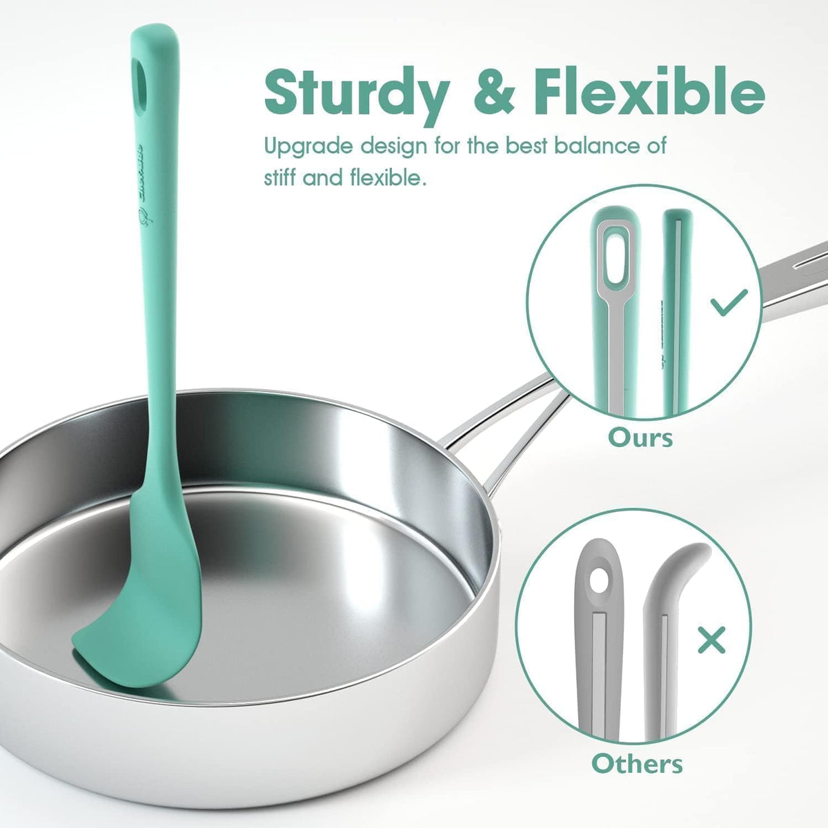 4 Pieces Silicone Spatula Set, Food Grade Rubber Spatula, Upgrade Strong Handle with Ergonomic