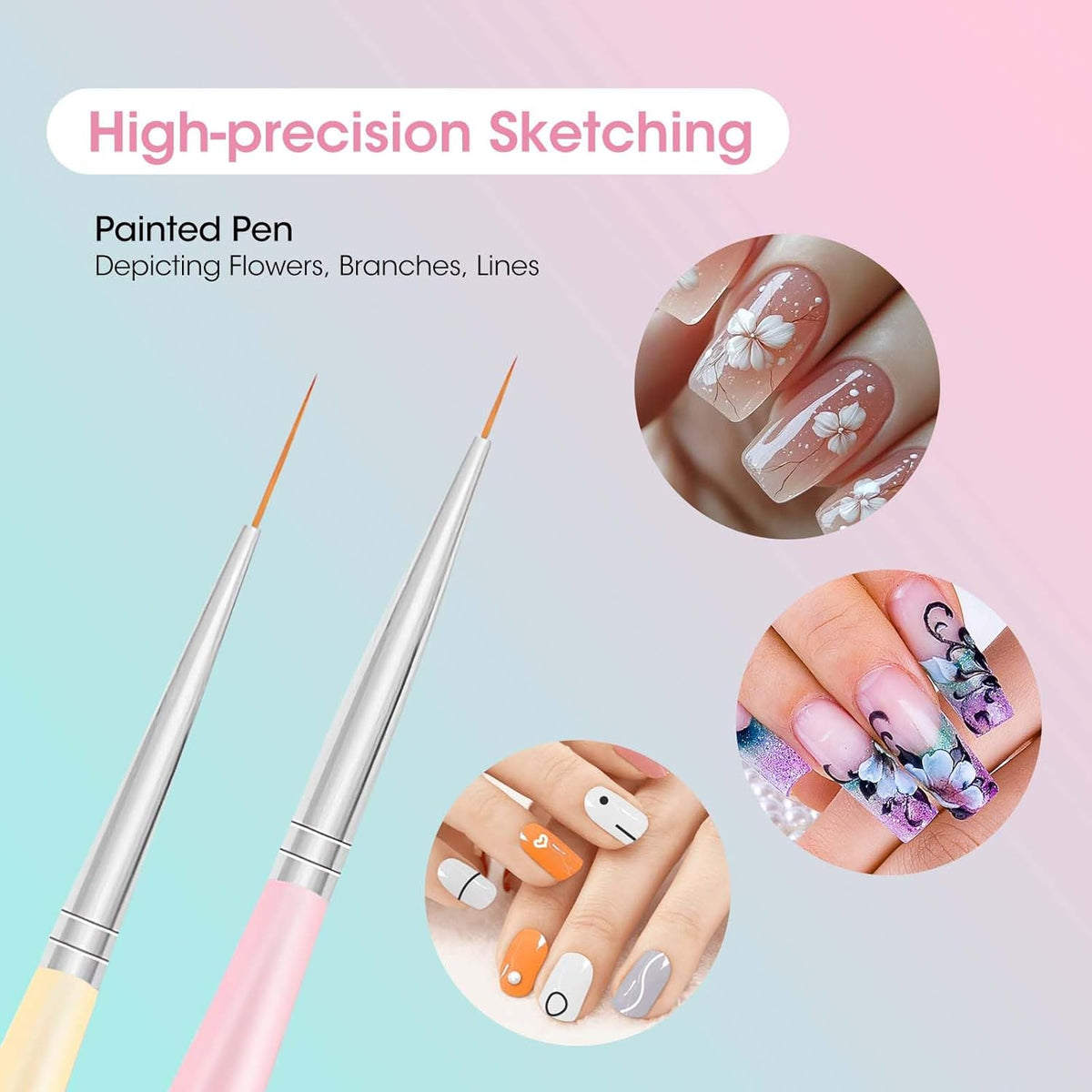 Nail Art Sculpture Pen: Silicone Nail Art Brushes for Gel, Acrylic Nails, Foil Carving, Drawing &