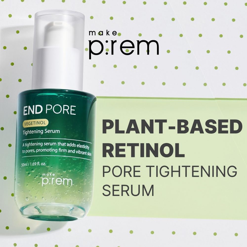 MAKE P:REM End Pore Vegetinol Tightening Serum, Pore Tightening Bakuchiol Serum with Vegan Collagen