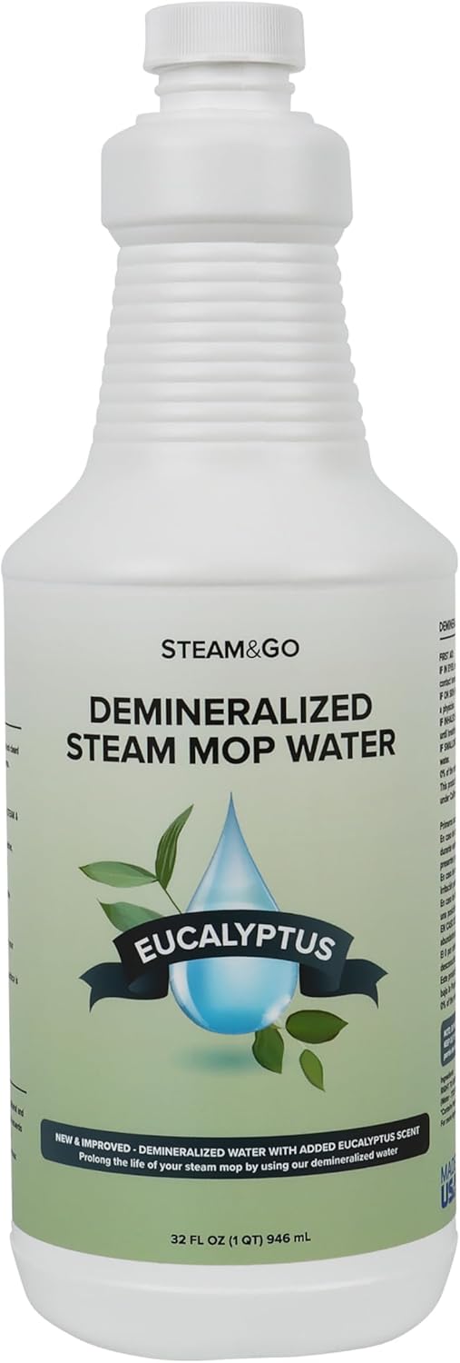 Steam & Go - Demineralized Water for Steam Cleaner, PVC-Free Floor Cleaner Liquid Compatible With