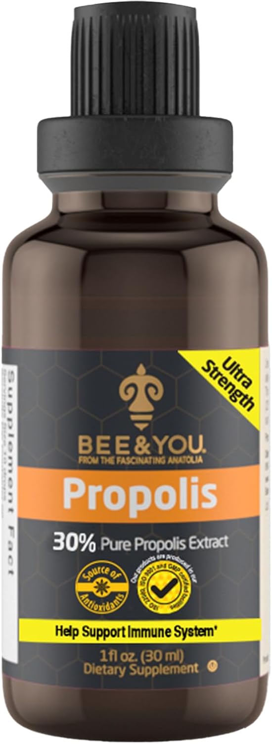 Bee and You Propolis Liquid Extract Drops, 30% Propolis, Ultra Pure, Immune Support Supplement