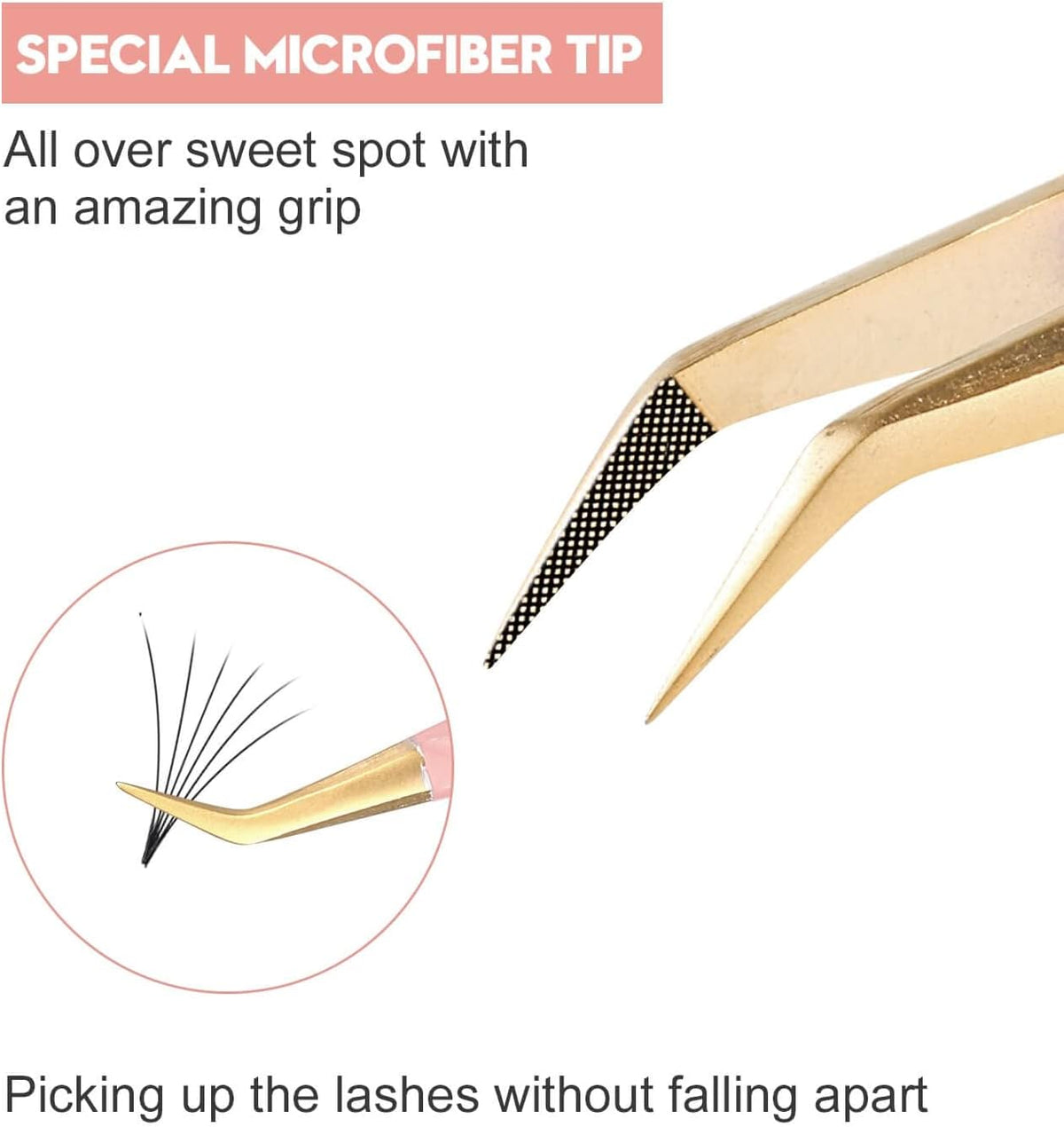 Ms.Queen Lash Tweezers for Eyelash Extensions, Professional Curved Tip Lashing Tweezers for