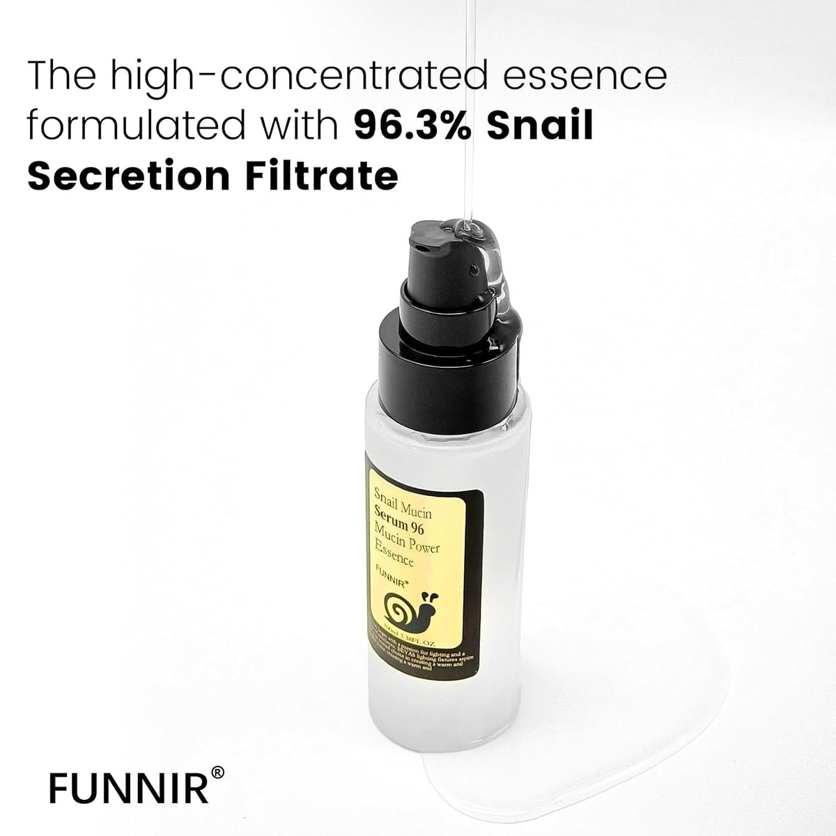 Snail Mucin 96% Essence 100ml, Hydrating Serum for Face with Snail Secretion Filtrate for Dull