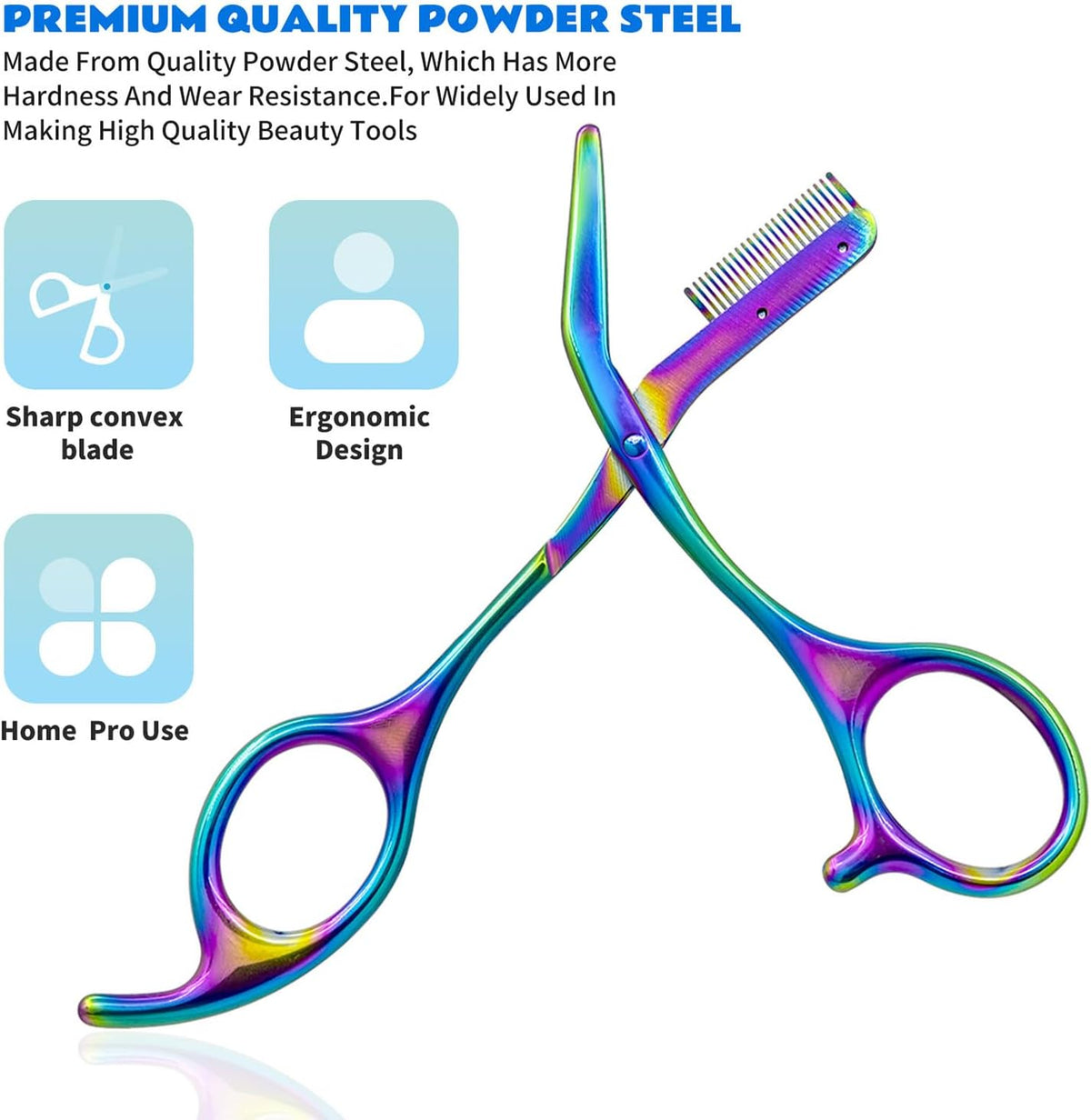 Eyebrow Scissors with Comb - Stainless Steel Eyebrow Trimmer for Women and Men, Facial Grooming