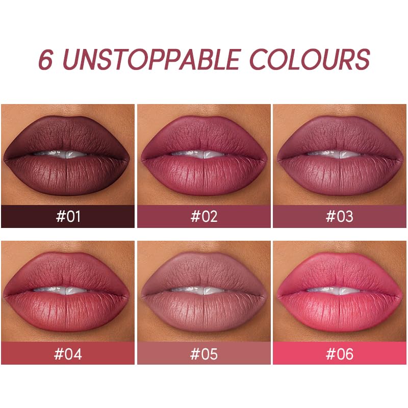 USHAS 2 in 1 Waterproof Lipstick and Lip Liner Combo Set for Women - Long Lasting Matte Pen With