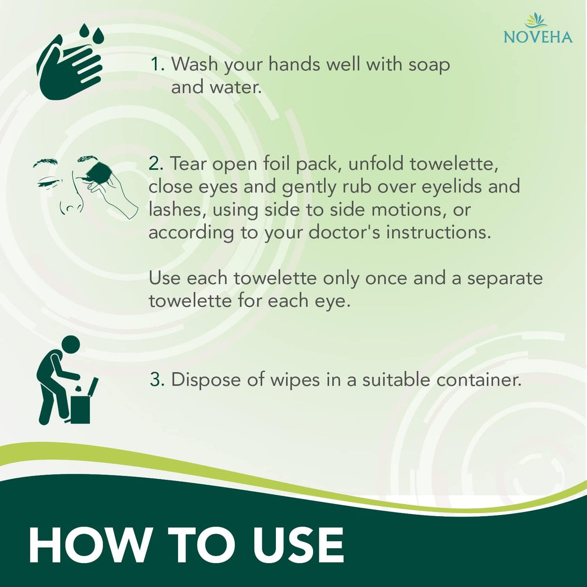 NOVEHA Demodex Eyelid & Lash Wipes | Box of 60 Individually Wrapped Extra Strength Cleansing