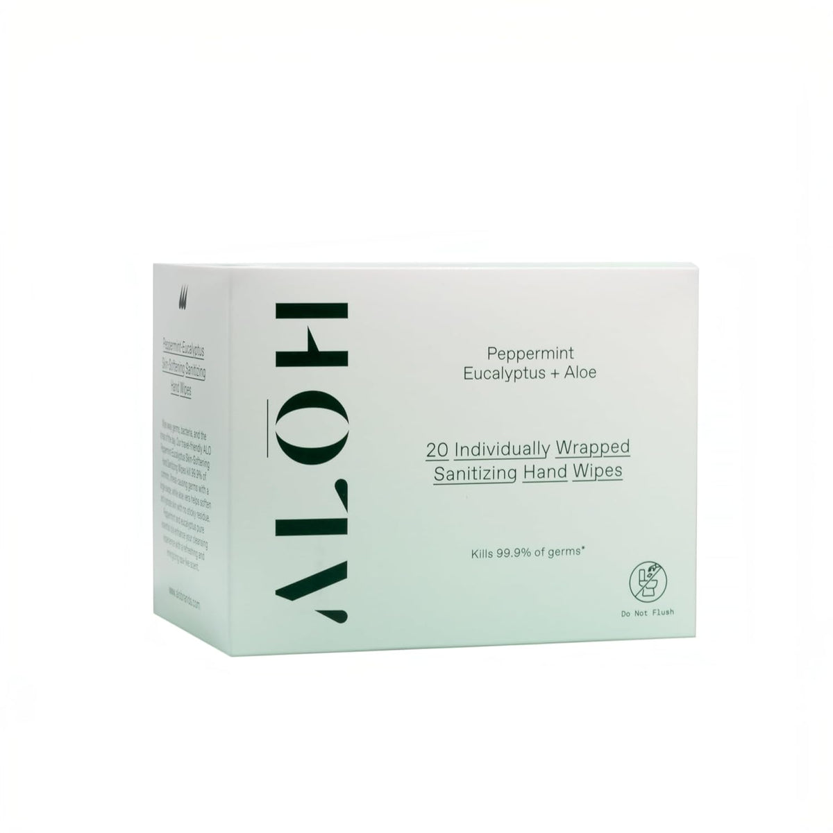 ALŌH Skin - Softening Sanitizing Hand Wipes – Peppermint + Eucalyptus Aloe (1 Box of 20