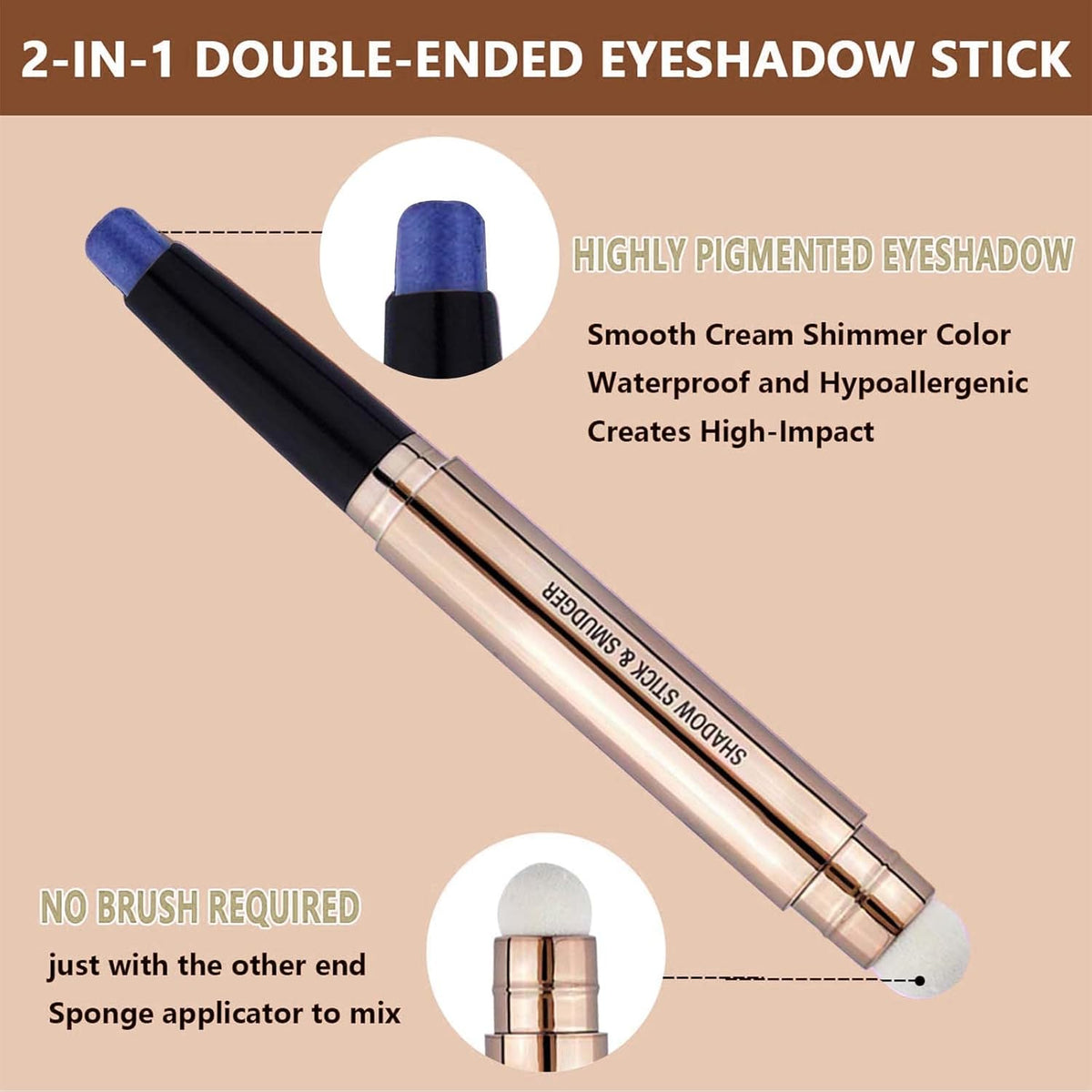 Blue Eyeshadow Stick Makeup, Highlighter Matte Cream Eye Shadow Pencil, Waterproof Hypoallergenic