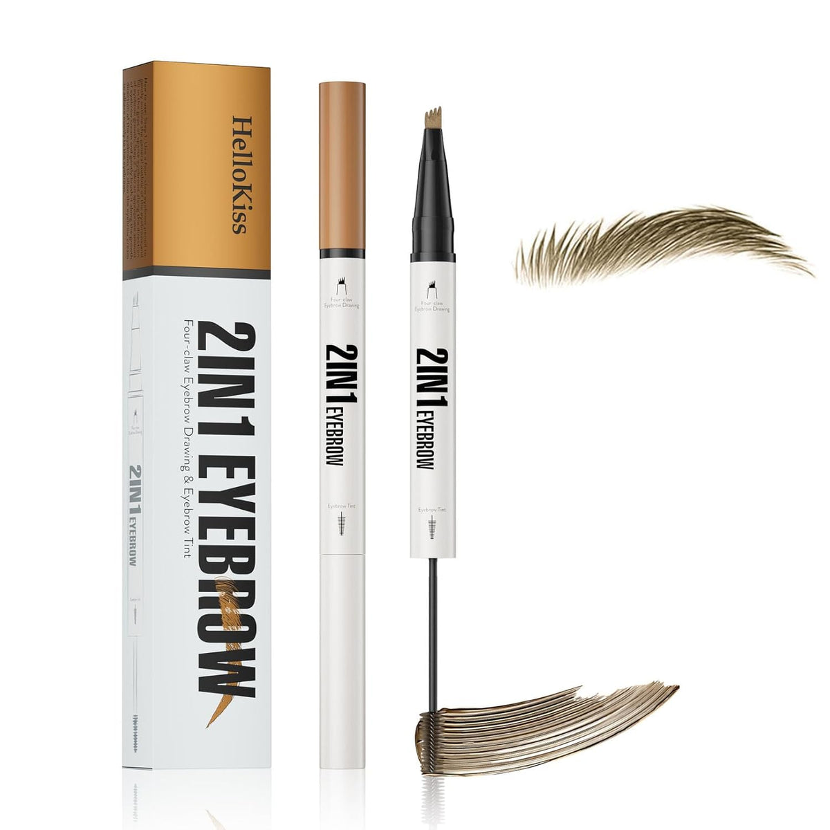 4-Fork Tip Microblading Eyebrow Pen - 2-in-1 Waterproof Eyebrow Pencil, Long-Lasting Natural