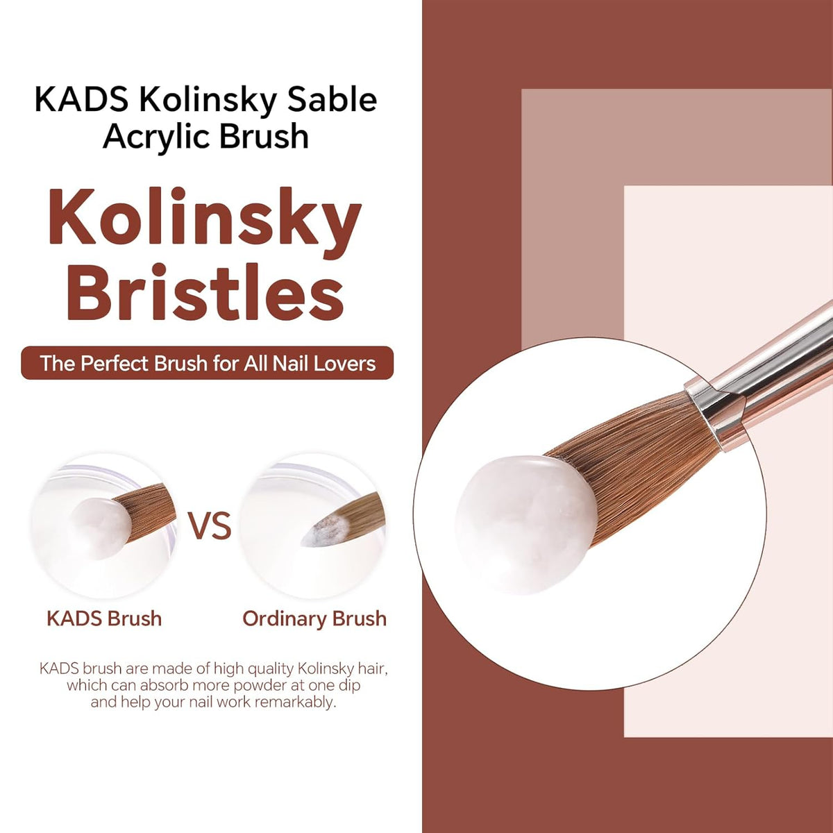 KADS Acrylic Nail Brush with Penholder Nail Brush for Acrylic Application-Oval Shaped Powder Nail