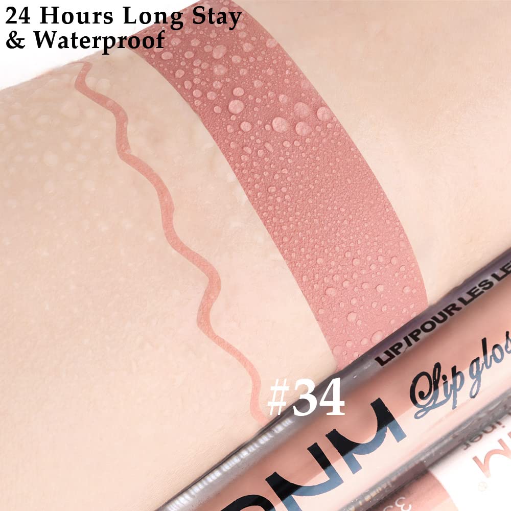 evpct 2Pcs Mauve Nude Neutral Color Lip Liner and Matte Lipstick Makeup Sets Vegan Lipstick Lip