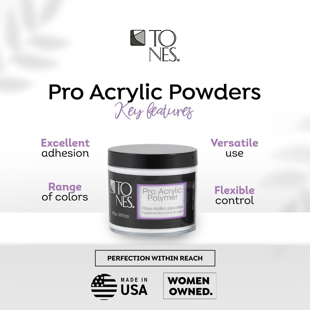 Tones Ultra Acrylic Powder | Perfect Pink | 8.5 Oz | Durable Retention | Silky Consistency |