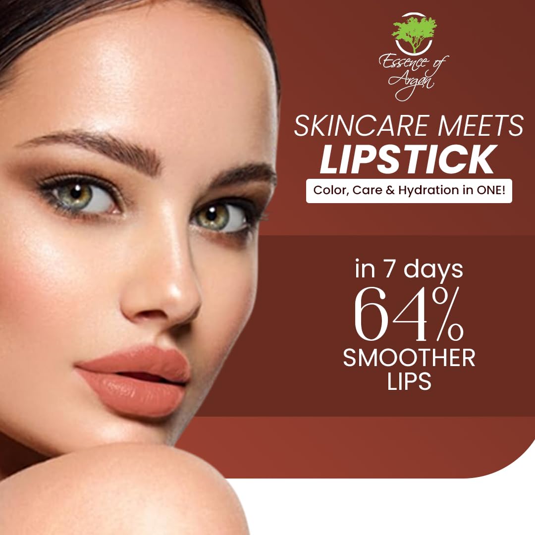 Essence Of Argan Tea Berry Lipstick for Cracked & Dry Lips - 100% Organic Argan & Jojoba Oil, Shea