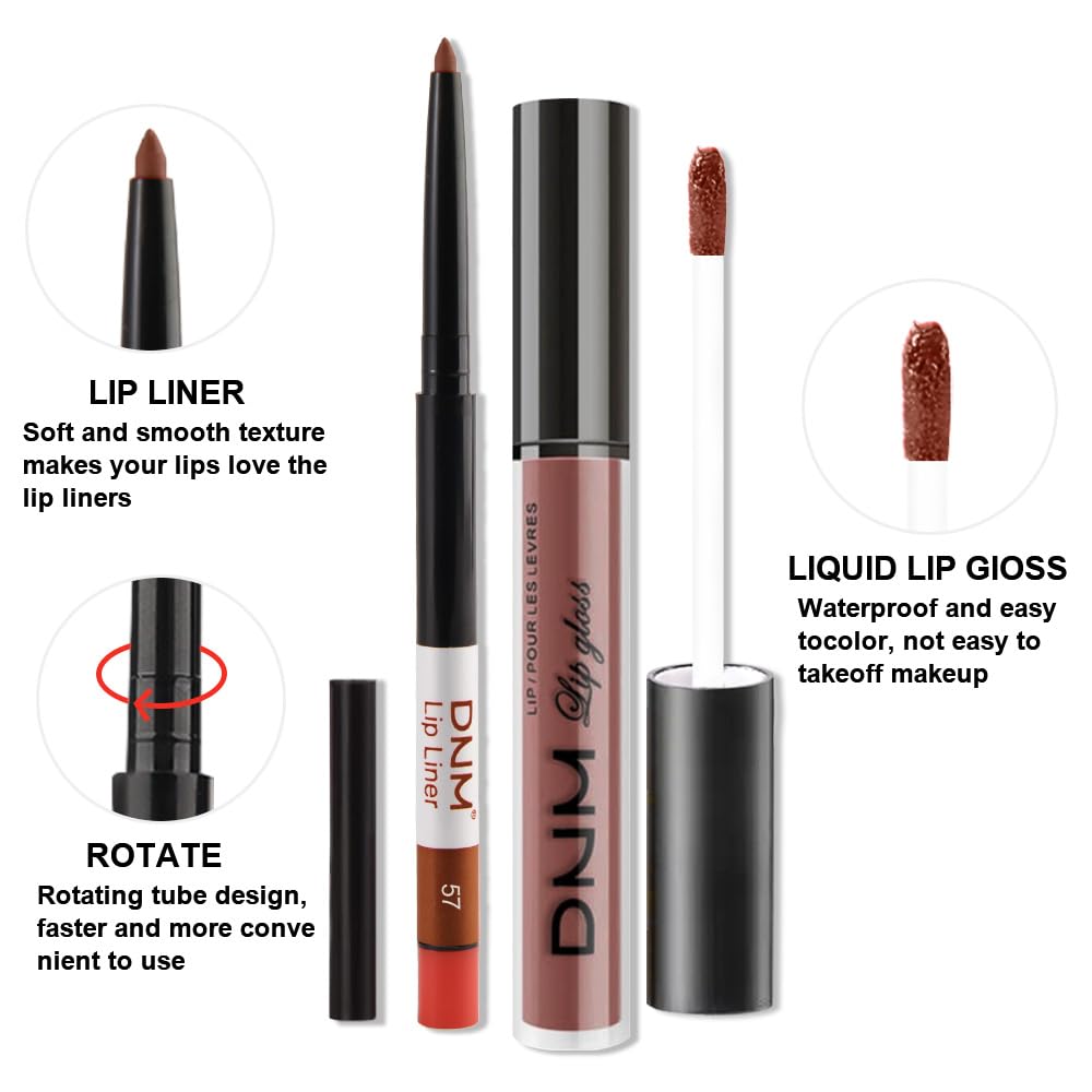 evpct 2Pcs Maroon Matte Lip Liner and Lipstick Combo Set for Women, Maroon Lip Combo Set Liquid