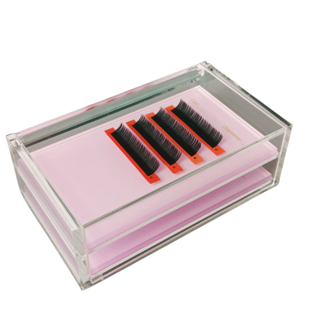 Two Layers Eyelash Grafting Pallet with Cover, Dust-proof Acrylic Lash Tile holder, Eyelash