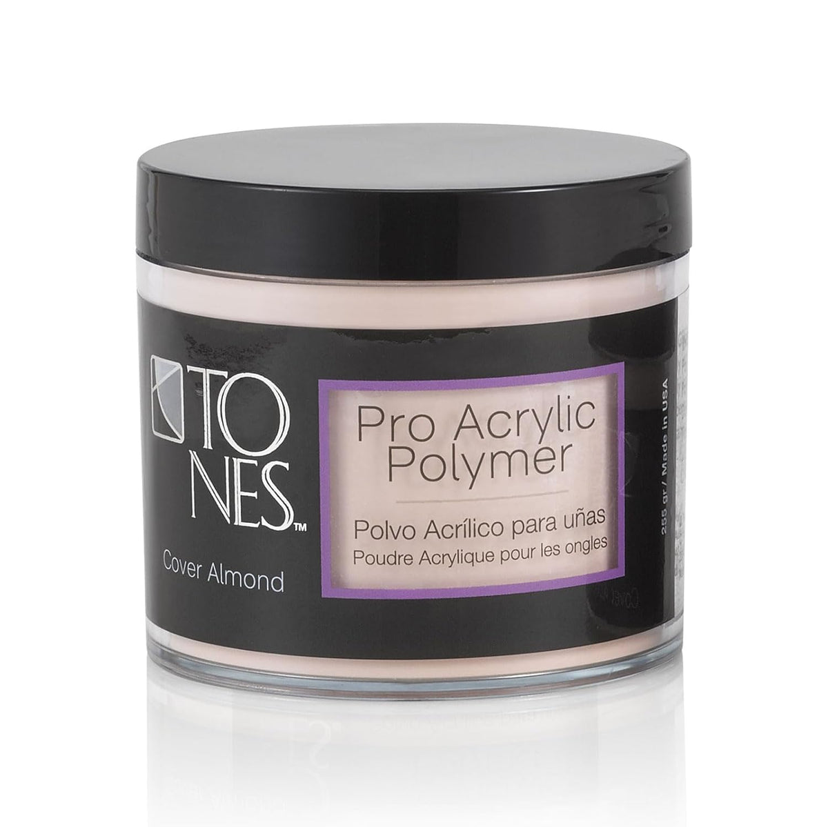 Tones Pro Acrylic Nail Powder, Cover Almond (Soft Nude Beige), (8.5 Fl Oz) - Long-Lasting &