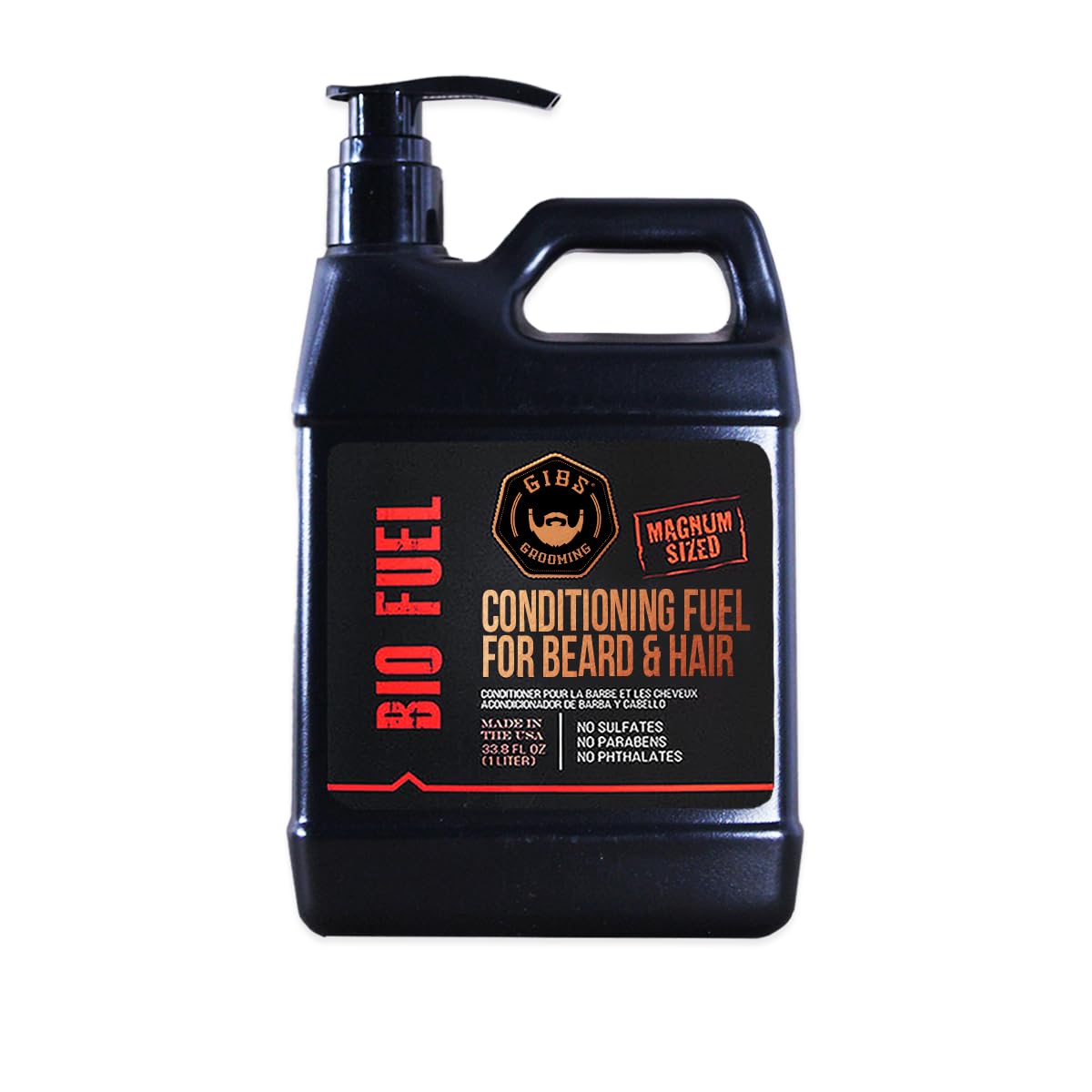 GIBS BioFuel Hair Conditioner For Men - Beard & Hair Conditioner Moisturizing, Liter, 33.8 Fl Oz