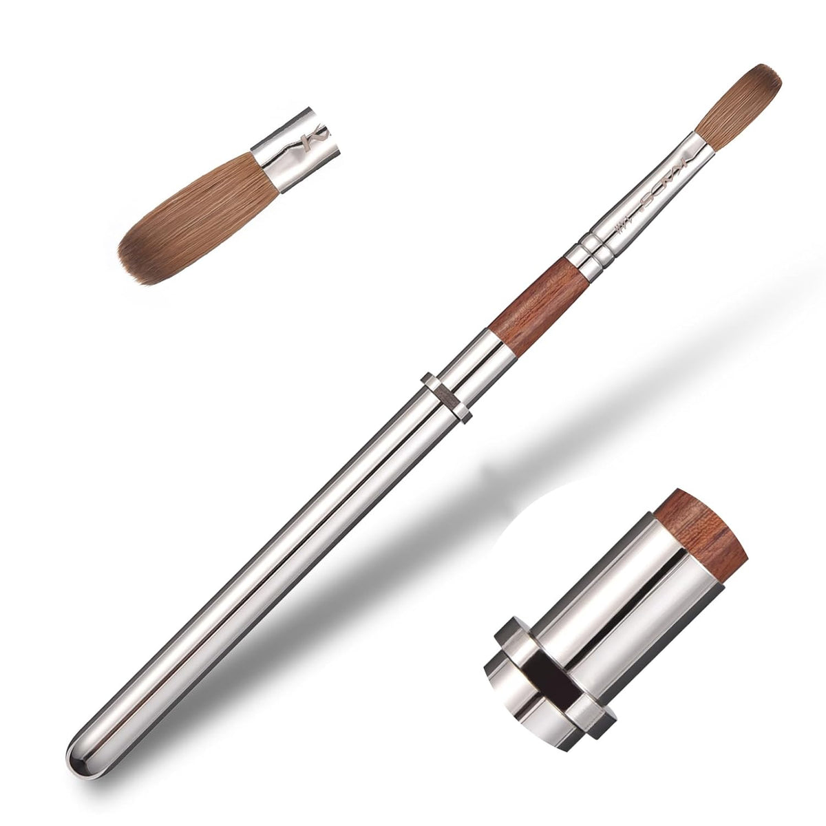 KADS Acrylic Nail Brush with Penholder Nail Brush for Acrylic Application-Oval Shaped Powder Nail